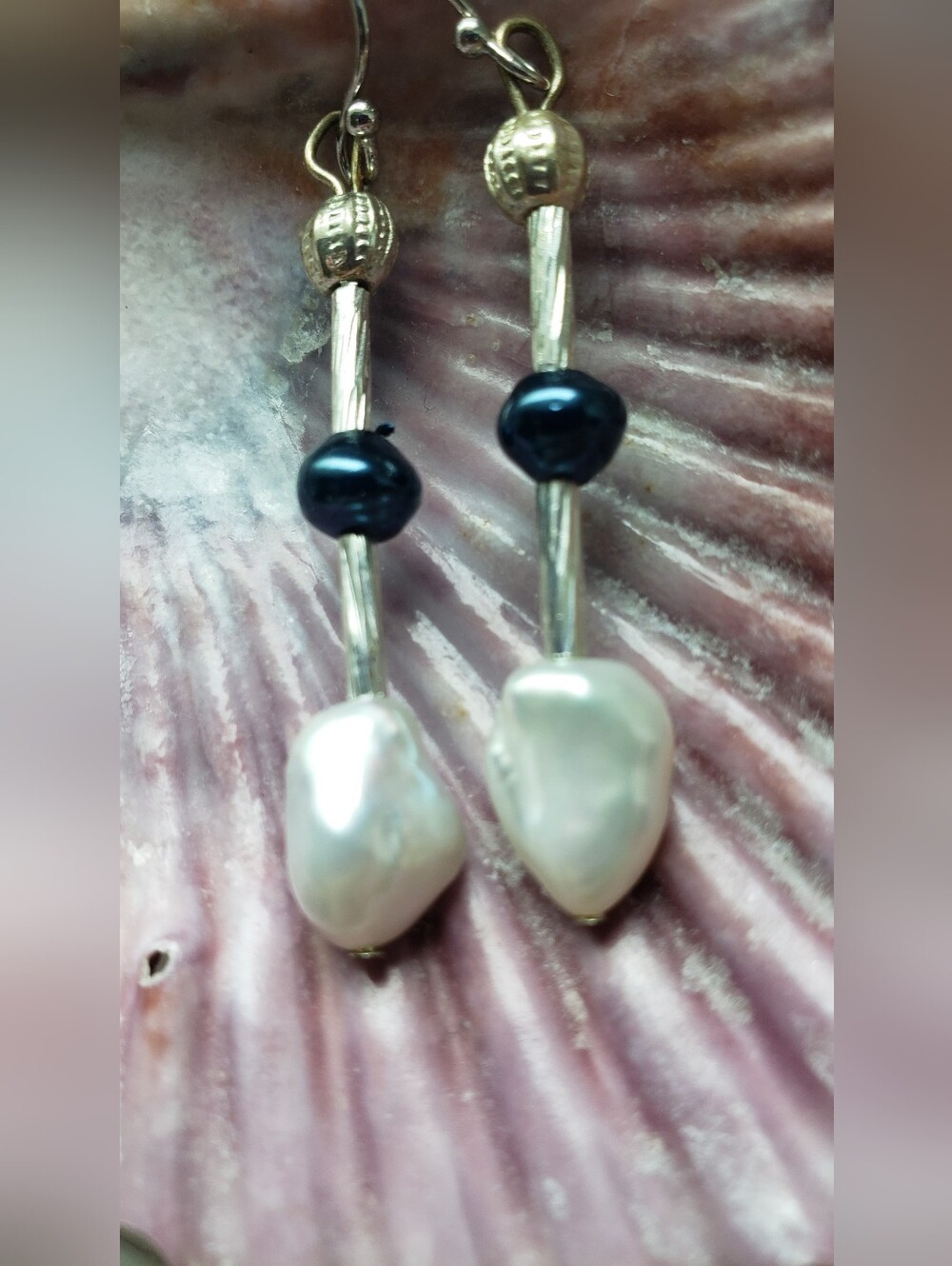 NEW PLATINUM wires, BAROQUE Pearls, Freshwater Pearls & Silver Dangle Earrings!